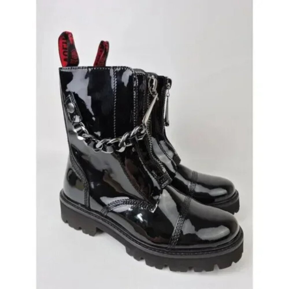 Zadig & Voltaire Joe Patent Leather Biker Boots Eu39/Us8